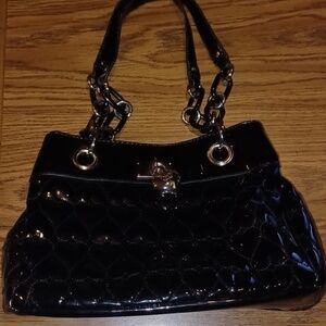 LuLu Guinness Black Quilted Heart Bag